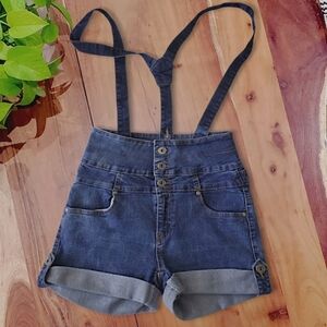 Vintage Y2K Retro High Rise Overall Denim Shorts